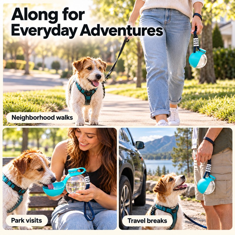 Portable Dog Water Bottle with Drinking Bowl – Compact 285