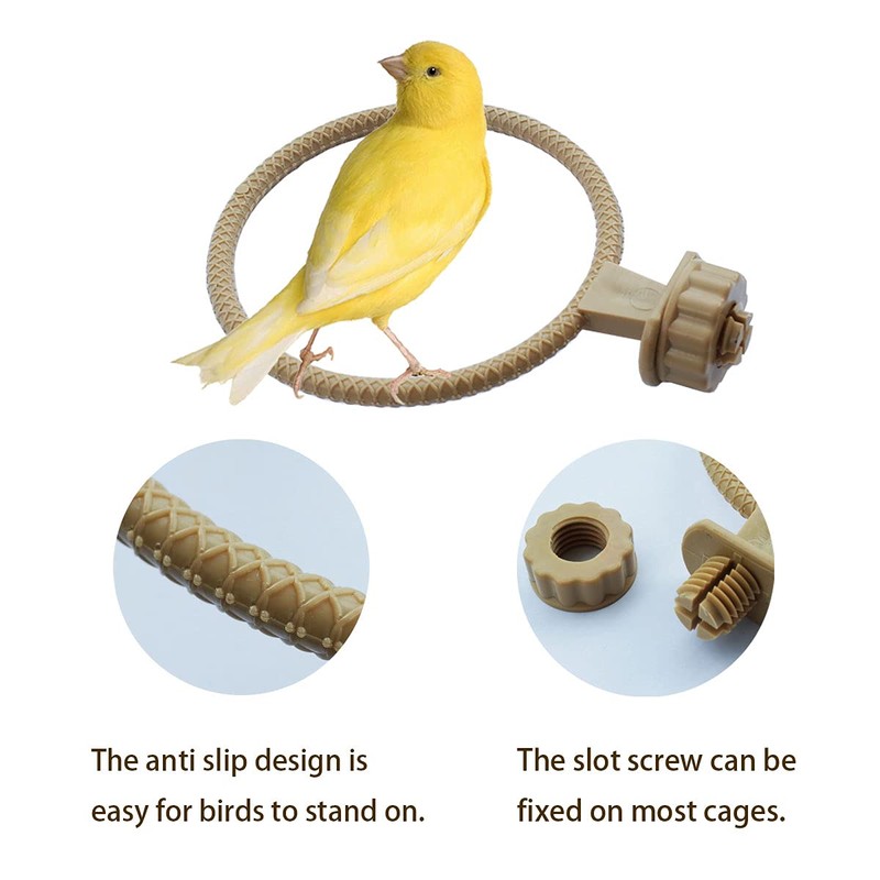 FOIBURELY 2 Ring Plastic Stand Perches Holders Canary Finch Budgie