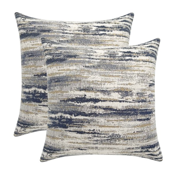 ROMANDECO Jacquard Chenille Striped Decorative Throw Pillow Covers for Couch