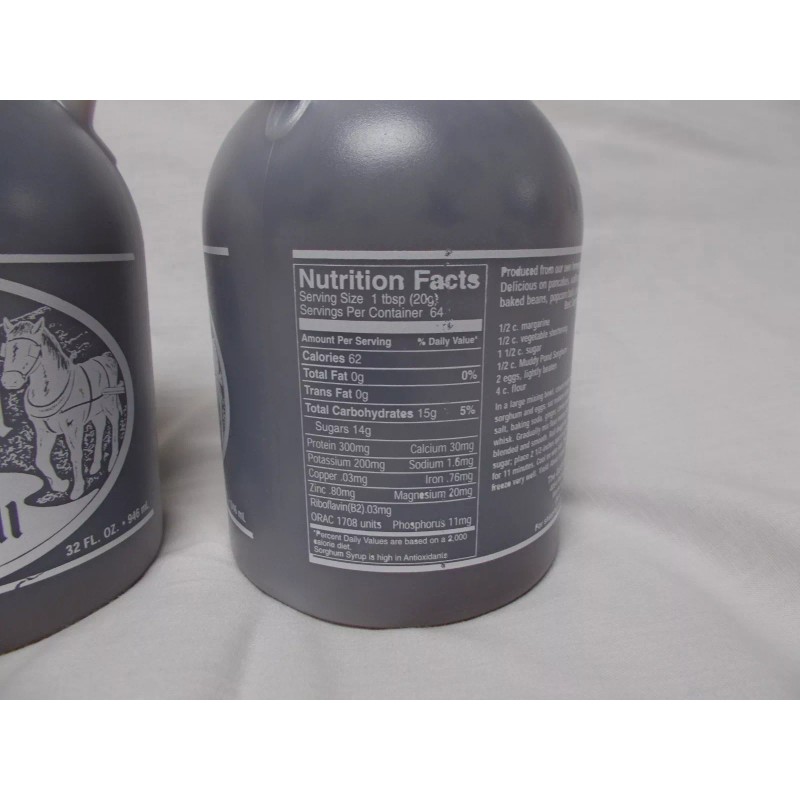 Muddy Pond Sorghum Quarts - 2 jugs sorghum syrup or