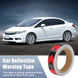 ACROPIX Universal 2.5cmx9m Red and Black Arrow Car Reflective Sticker Reflective Tape Safety Warning Reflective Protector - 1 Pack