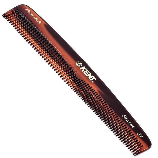 Kent 3T 6.5 Inch Double Tooth Hair Dressing Comb, Fine and Wide Tooth Dresser Comb For Hair, Beard and Mustache, Coarse and Fine Hair Styling Grooming Comb for Men, Women and Kids. Made in England