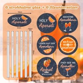 Aperol Spritz Gift Pack of 12 Including Aperol Straws Glass Aperol Felt Coasters Aperol Spritz Accessories for Women Men Colleagues Friends Family