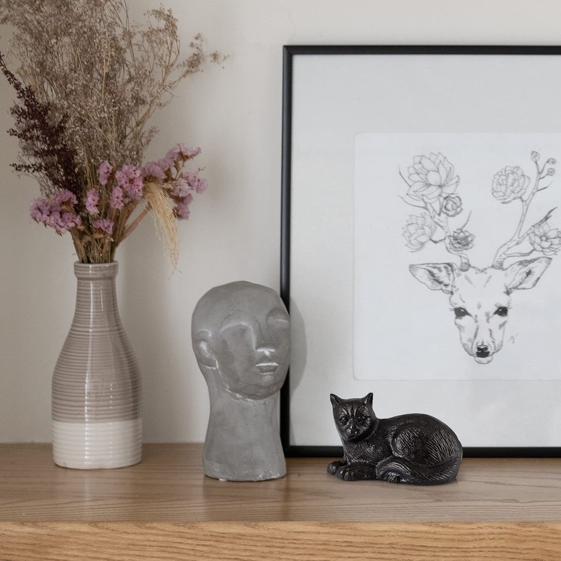 MOLIGOU Cast Iron Cat Statue, Cat Figurine Home Decor, Cat