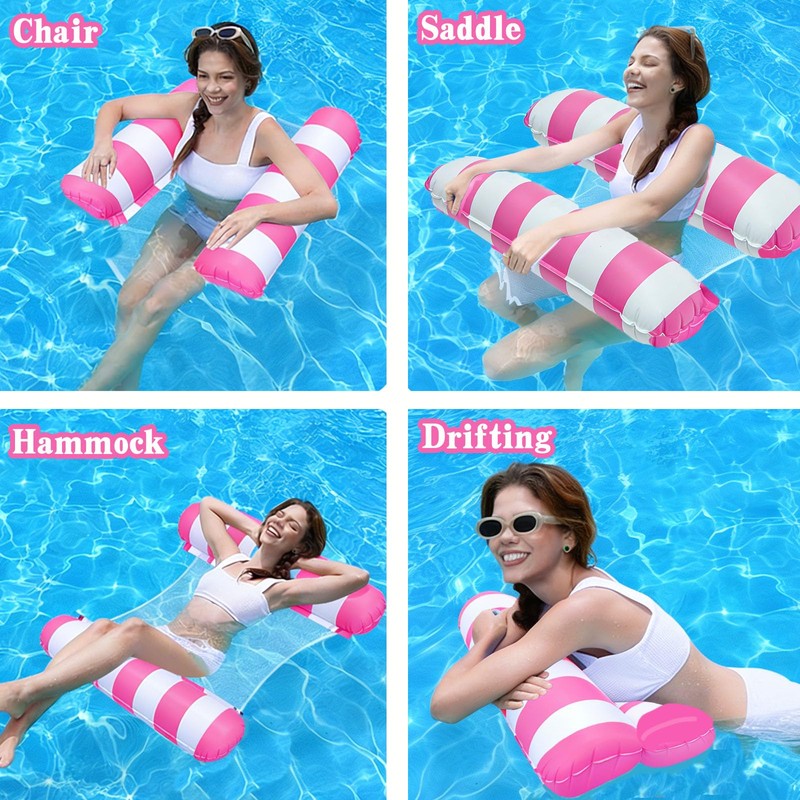2 Pack Pool Inflatables for Adults, 4-in-1 Inflatable Pool Floats