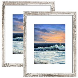 LUCKYLIFE 16x20 Frames, 16x20 Picture Frame for Wall, Display Pictures 11x14 with Mat or 16x20 without Mat, Pack of 2, Distressed White