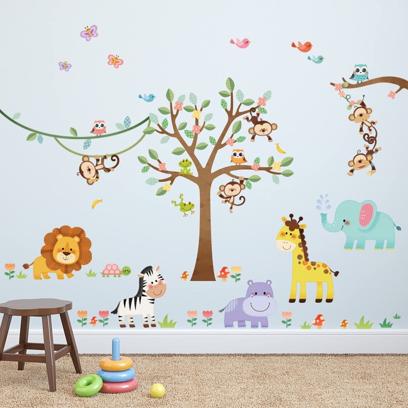 DECOWALL Forest Animals and Trees Wall Sticker Decor Kindergarten Nursery