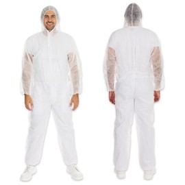 FRANZ MENSCH Hygonorm Overalls Light with Hood Polypropylene White XXL Pack of 50