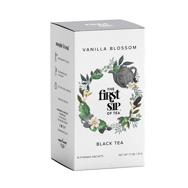 Vanilla Blossom Sun Black Tea Box, 16 Count Tea Bags, The First Sip Of Tea