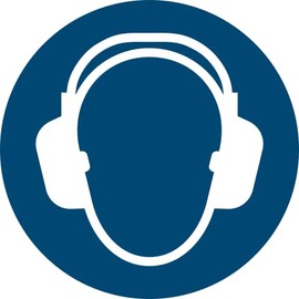 M003 Sticker Hearing Protection Use M003 – Diameter 9.5 cm – UV and Weather Resistant – ISO 7010 – Sustainable – Mandatory Sign Sign (9.5 cm, Hearing Protection) Pack of 14