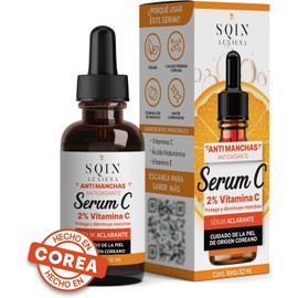Sqin Luxiena Korean Serum de Vitamina C 2% y Ácido Hialurónico Facial. Aclara la Piel, Antimanchas facial + Antiarrugas + Antioxidante, Suero Facial de Día Vitamina C y Vitamina E, Skincare Coreano Vegano 32ml.