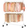 Hoctieon Double Rod Clothes Racks with Z-Base, Adjustable Clothing Rack,