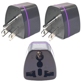 Universal World to Canada/American Outlet Plug Adapter-Type B (3 Pack), 3 Prong to 3 Prong Travel Plug Adapter, International Tourists from European/EU/China/Australia/UK to US Plug Adapter
