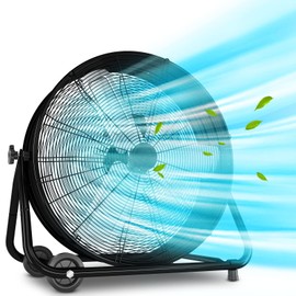 LifePlus High Velocity Industrial Drum Fan, 3 Speed 24Inch Floor Fan, 360° Tilt with Casters Handle ETL Standard for Patios, Warehouse, Commercial, Basement,9640 CFM