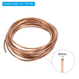 PATIKIL 16 Feet Solid Bare Copper Wire, 11 Gauge 99.9% Pure Copper Wire 3mm Soft Beading Wire Metal Plant Stem Ties for Jewelry Craft (5m)