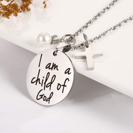 Ralukiia IDS Bible Verse Necklace - Baptism Gifts, Cross Necklace