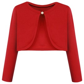 BONNY BILLY Girls' Cardigan Bolero Jacket Cotton Children's Clothing, red