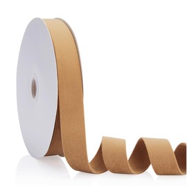 Cinta de terciopelo de color caqui claro de doble cara de 2,5 cm, uso continuo de 20 yardas para adornos de árbol de Navidad, envoltura de regalos, decoración de coronas, boutonnieres de boda,
