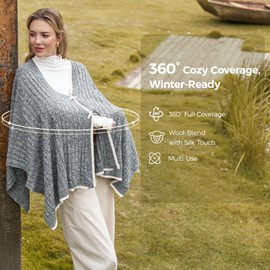 Momcozy Soft Wool-Blend Nursing Cover for Breastfeeding, Privacy Poncho for Nursing and Pumping, Cozy & Versatile Fall/Winter Essential