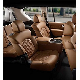 Car Console Covers Plus Made in USA Designed to fit The Back Seat Console ONLY of The Infiniti QX80 2014-2024 Fleece Auto Armrest Center Console Cover Protector Tan