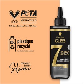 Schwarzkopf - Gliss - Express Repair Care 7 Seconds - Ultimate Repair - Dry and Damaged Hair - Shine and Strength - Liquid Keratin and Black Pearl Serum - 200ml