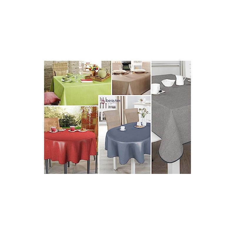 Oilcloth Tablecloth Wipe Clean Non-Slip with Piping Band Square Round