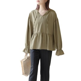 Two Hatch 90396a Amphibious Ruffle Rash Guard & Slit Pants, Hooded, UV Protection, Sun Protection, UV Protection, Body Cover, Quick Drying, Long Sleeve, Stylish, Top and Bottom Set, Khaki