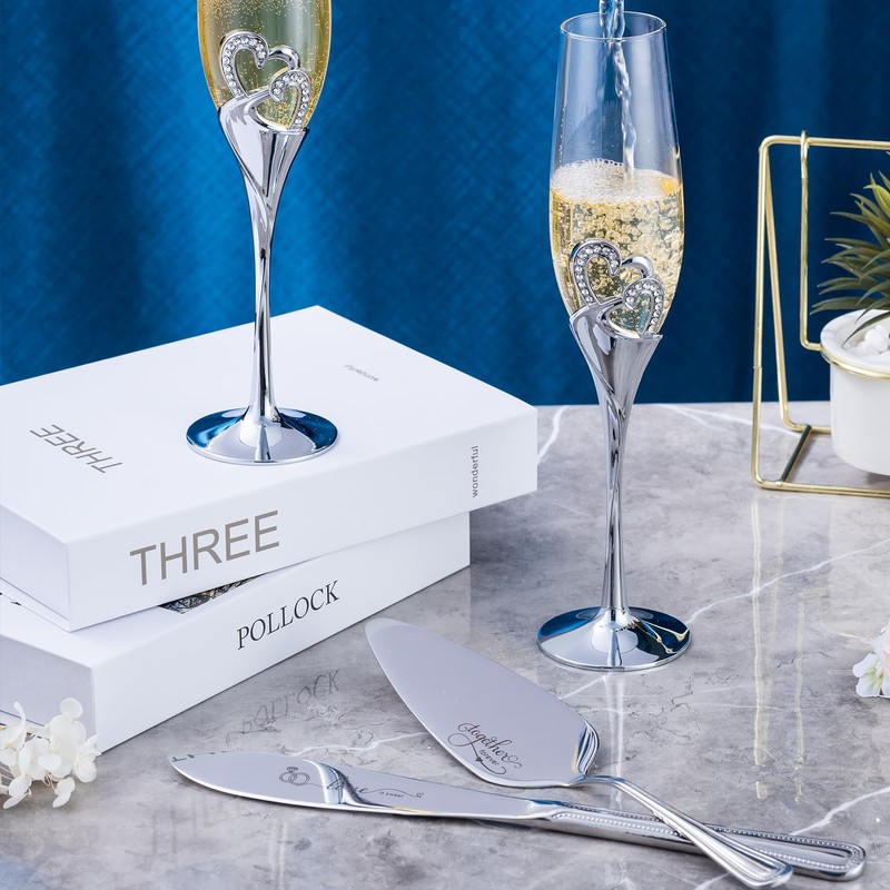 VARLKA - Juego de cuchillos para tartas de boda, copas