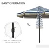 9ft Blue Stripe Garden Umbrella with Tilt Crank and Ruffled