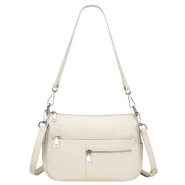 Over Earth Genuine Leather Shoulder Bag Small Crossbody Handbags for Women Ladies Purse(O131E Beige)