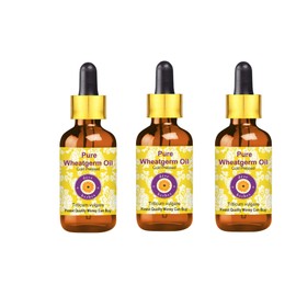 Deve Herbes Pure Wheatgerm Oil (Triticum vulgare) with Glass Dropper Cold Pressed (Pack of Three) 100ml X 3 (10 oz)