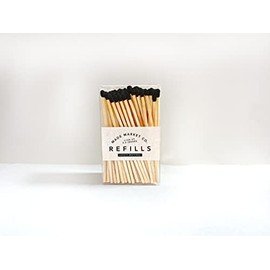 Made Market Co. Safety Matches Refills | Approx. 100 3.5” Wood Colored Tip Matchsticks for Candle & Decor | Includes Striker For Placement | 26 Color Options (Black)