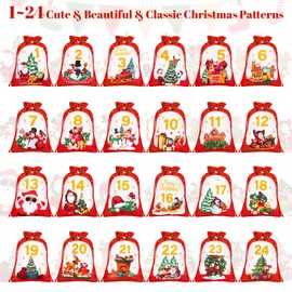Advent Calendar for Filling 2024 Large for Children Women Men, Christmas Calendar Advent Calendar Fill Yourself 24 Fabric Bags, DIY Advent Calendar Bags Fabric Bags with Wooden Clips, Cord