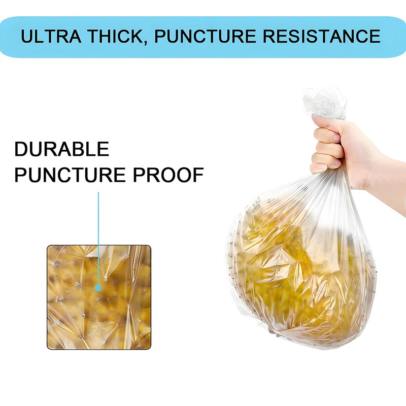 2 Gallon Small Plastic Trash Bags, 7.5 Liters Clear Wastebasket