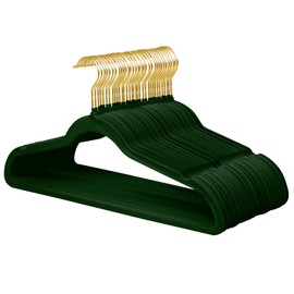 ManGotree Velvet Suit Hangers with 360 Swivel Gold Hook, Non-Slip Felt Hangers, Ultra-Slim Space Saving Clothes Hangers, Sturdy Coat Hangers, 36 Pack (Green)