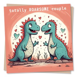 Anniversary Card for Friends, Family - Totally Roarsome Couple - Happy Anniversary - Made in UK