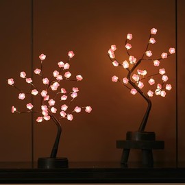 4 Pack Cherry Blossom Tree Lamp, 18inch 36 Led Bonsai Tree Lights, Battery/USB Operated Japanese Decor Night Lights for Bedroom Home Idea, Warm White