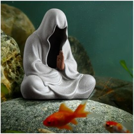 livelyfish Asian Aquarium Buddah Decor Japanese Buddhist Statue Meditation Figurine Zen Buddha Sculpture for Garden Fish Tank Home Decorations