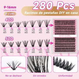 Kit Pestañas Volumen 40d 50d Nycaar Con Pegamento Diy