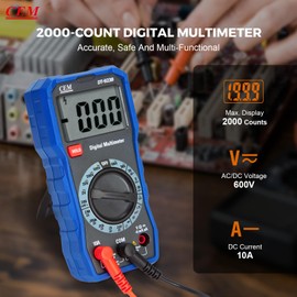 CEM Digital Multimeter TRMS 2000 Auto-ranging Counts,Multimeter 0.5% DC 0.8% Resistance measurement accuracy,Voltage Tester for AC/DC Current Resistance Continuity Diode,Ideal for Home,Industrial Use