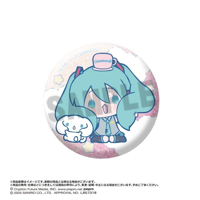 Hatsune Miku x Cinnamoroll Trading Glitter Tin Badge 8 Pack