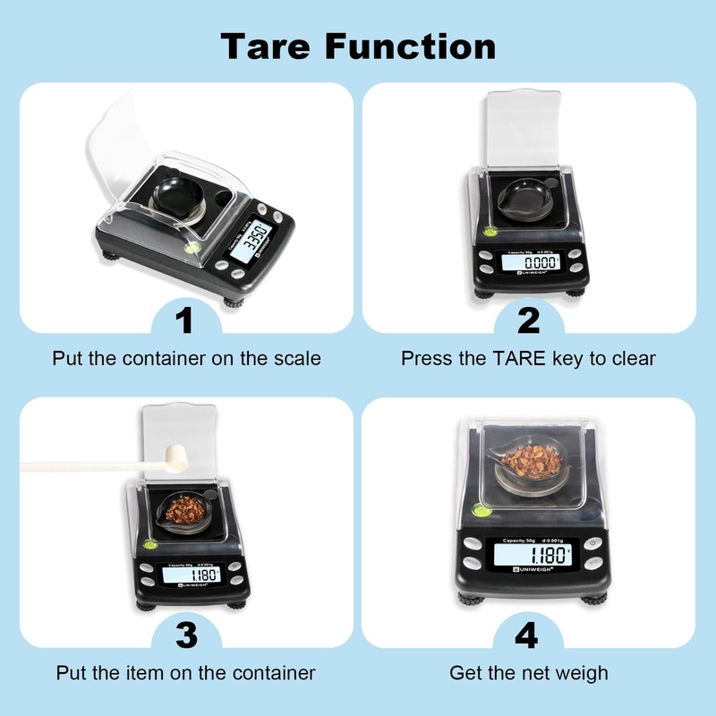 UNIWEIGH Digital Milligram Scale Accurate 0.001g/50g,Precision mg Scale for Jewelry,Powder,Gold,Gem,Reloading