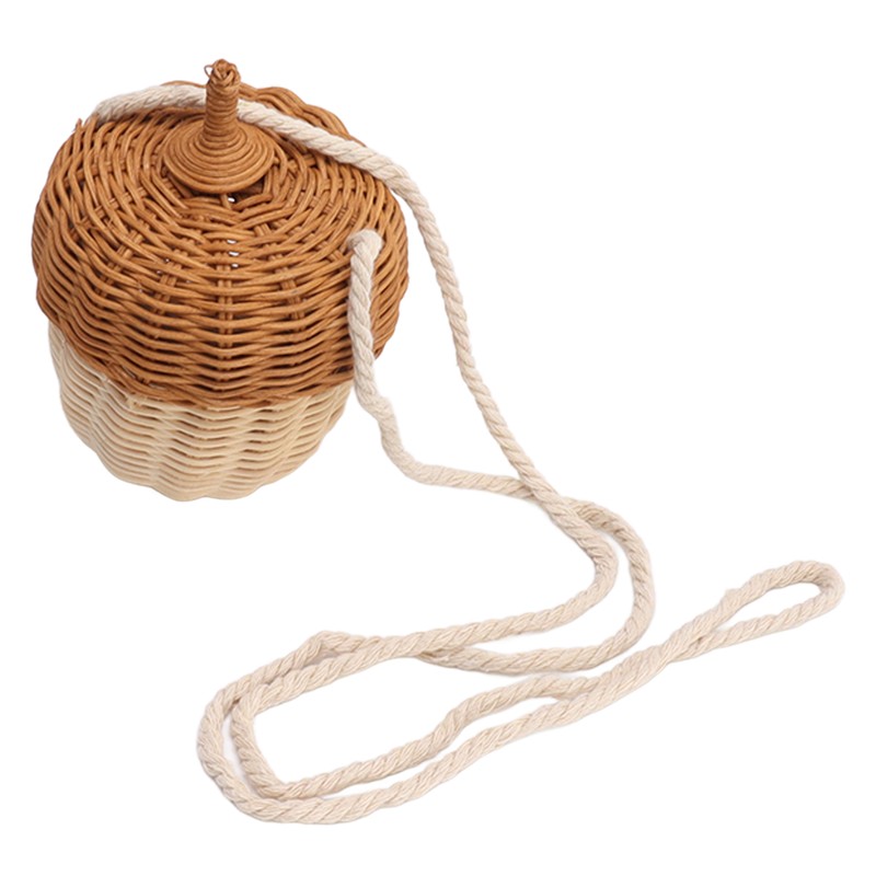 Kids Rattan Storage Basket Hand Woven Decorative Acorn Shaped Basket