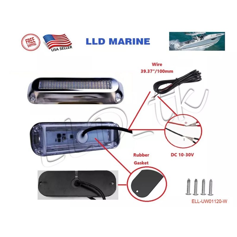 LLD_TK 120 Blue LED Underwater Light Boat Marine Yacht Stainless