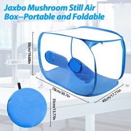 Mushroom Still Air Box 35.5x23.5x23.5 inches, Jaxbo Collapsible Mushroom Grow Bags, Mushroom Grow Kit, Portable Mycology Fume Hood Propagation Stations,Mushroom Grow Tent, Blue