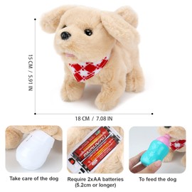 Sotodik Plush Toy Dog Running and Barking, Pets Dog, Interactive Plush Toy with Walking, Barking, Tail Wagging for Children Toy