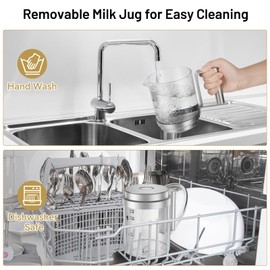 Secura Detachable Milk Frother and Steamer, 17oz Electric Milk Warmer 4-in-1 Hot/Cold Foam Maker, Teflon-Free and Non-Stick Coating-Free Glass Milk Jug, Dishwasher Safe for Latte, Hot Chocolate (Red)