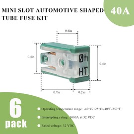YTFRL 6PCS Mini Slotted Automotive Shaped Cartridge Fuse Kit, 40A 32V Type Micro Cartridge Fuse Assortment, Low-Profile Slotted Fuses Replacement for Car Pickup Truck SUV