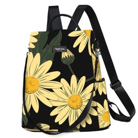 Fmeida Women’s Backpack, Anti-Theft Nylon Handbags, Waterproof 2-in-1 Shoulder Bag, Casual Daypack, Small Travel Backpack for Women, Girls, Sunflowers