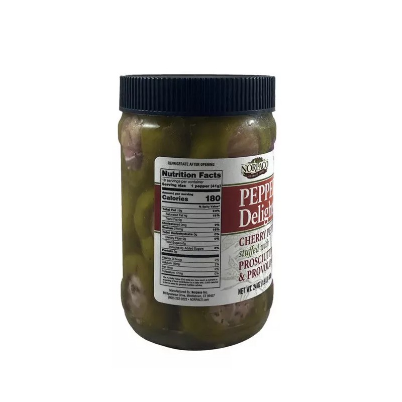 Norpaco Prosciutto and Provolone Stuffed Green Cherry Peppers 24 oz
